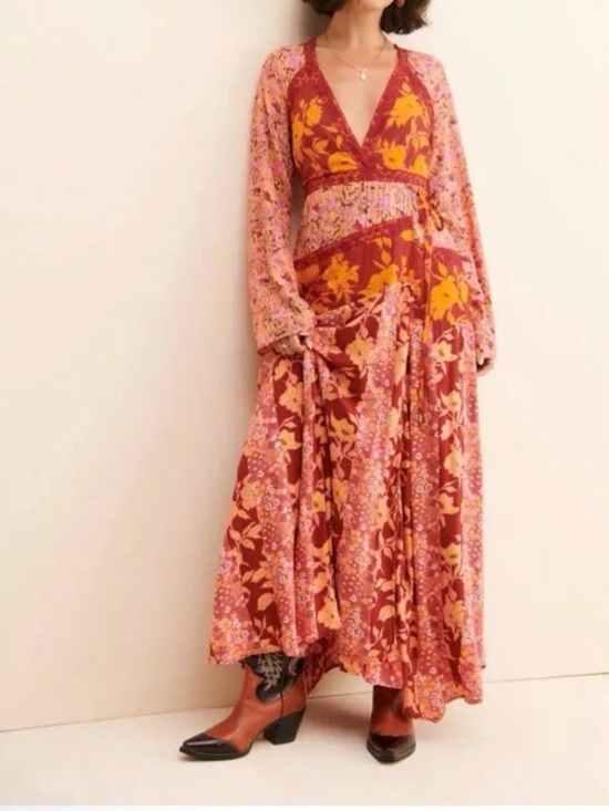 Free People Dresses & Skirts - Free People Tilda Femme Combo Floral Faux Wrap Maxi Dress Size Small